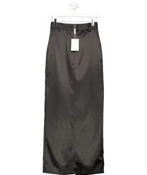 PRETTY LAVISH Black Beck Satin Tailored Maxi Skirt UK 6