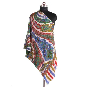 Print Outline  Embroidered Cashmere Pashmina Stole