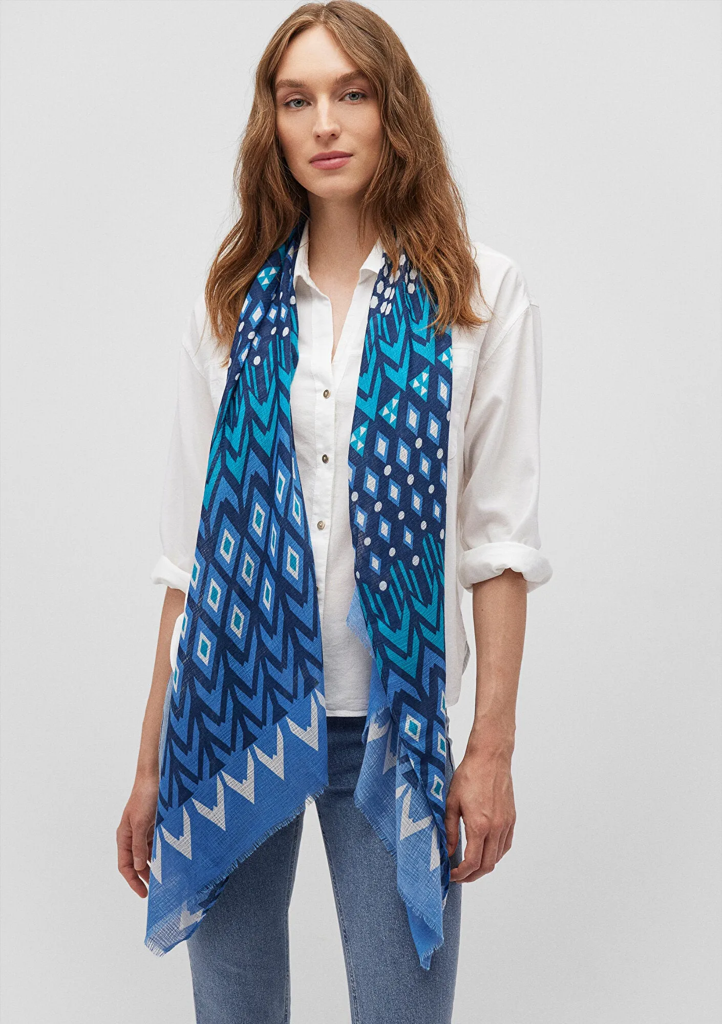 Printed Blue Shawl