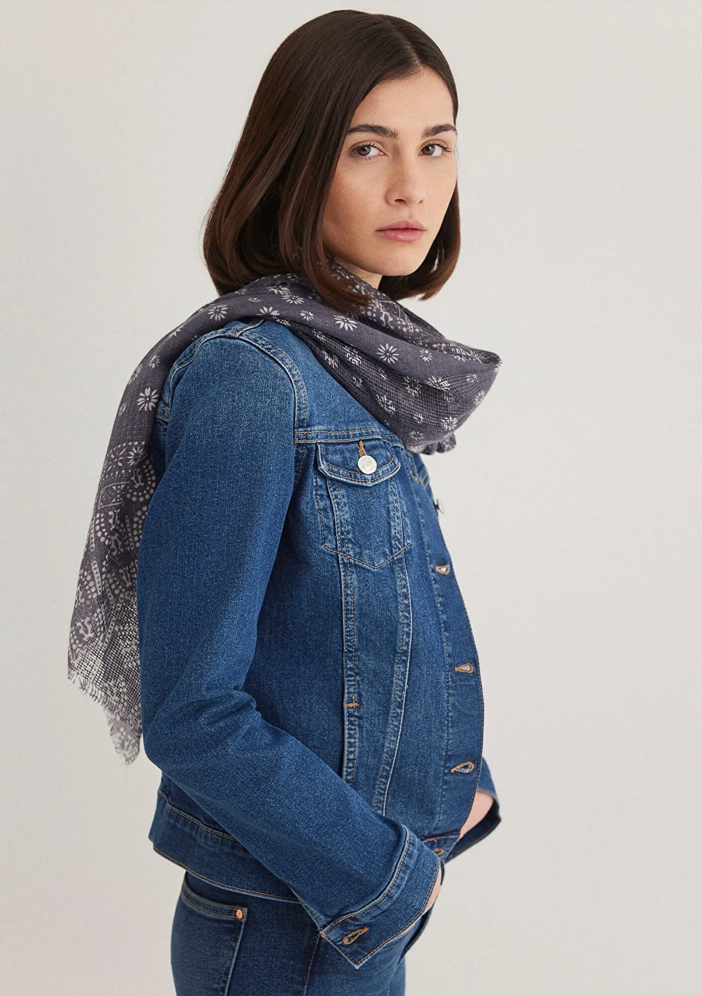 Printed Grey Shawl
