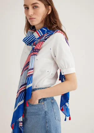 Printed Navy Blue Shawl