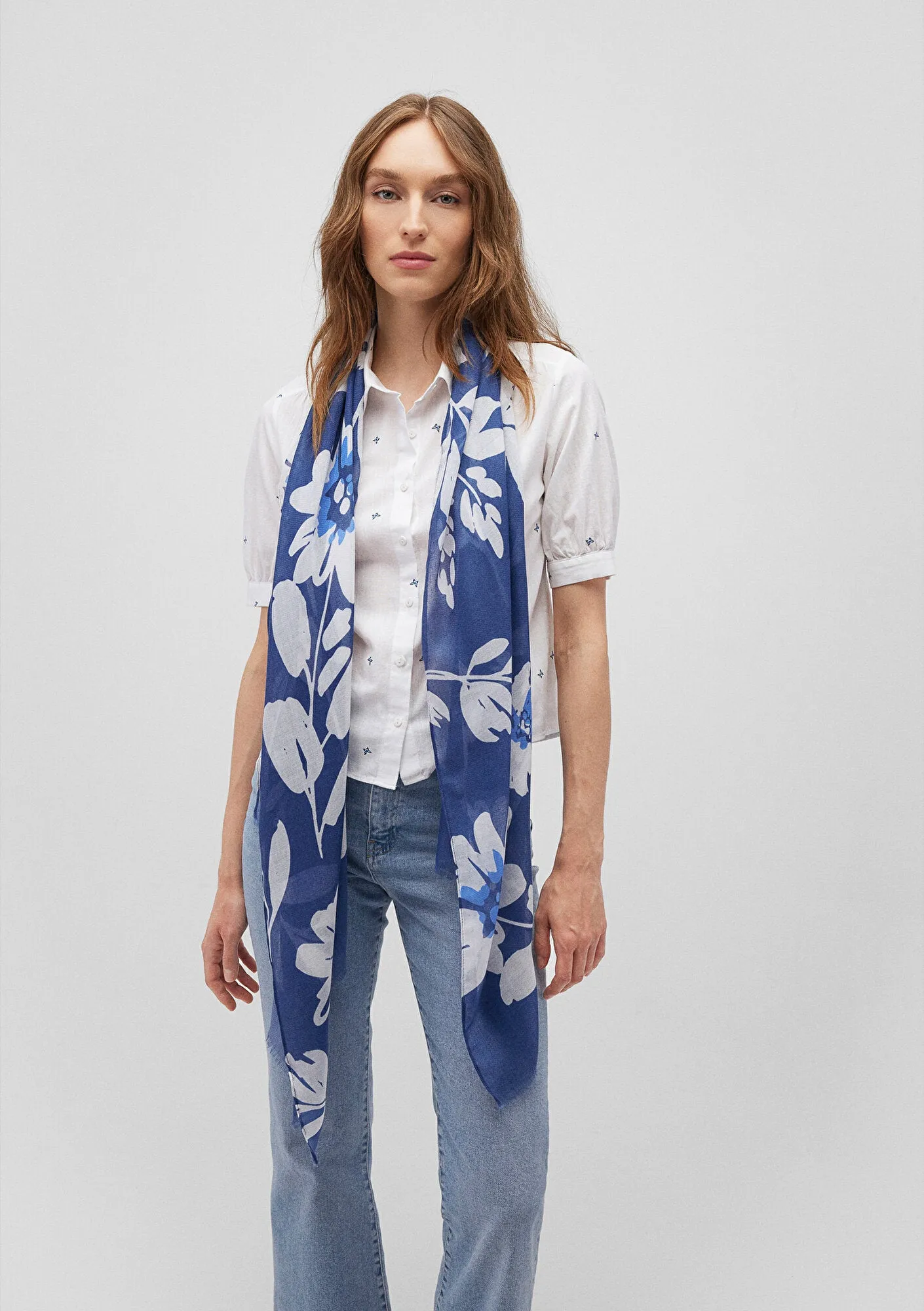 Printed Navy Shawl
