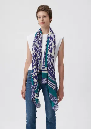 Printed Navy Shawl