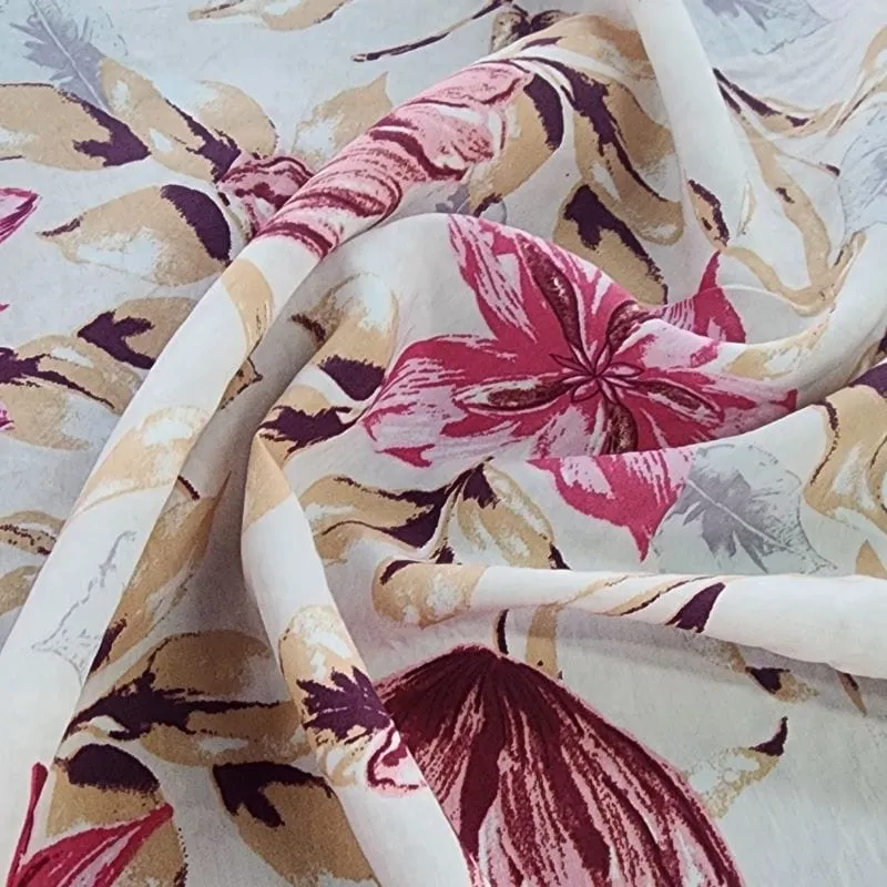 Printed Nylon Rayon Fabric Cerise 150cm