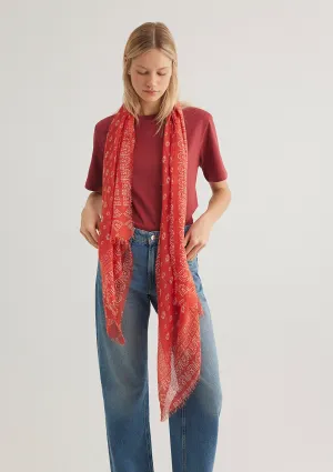 Printed Orange Shawl