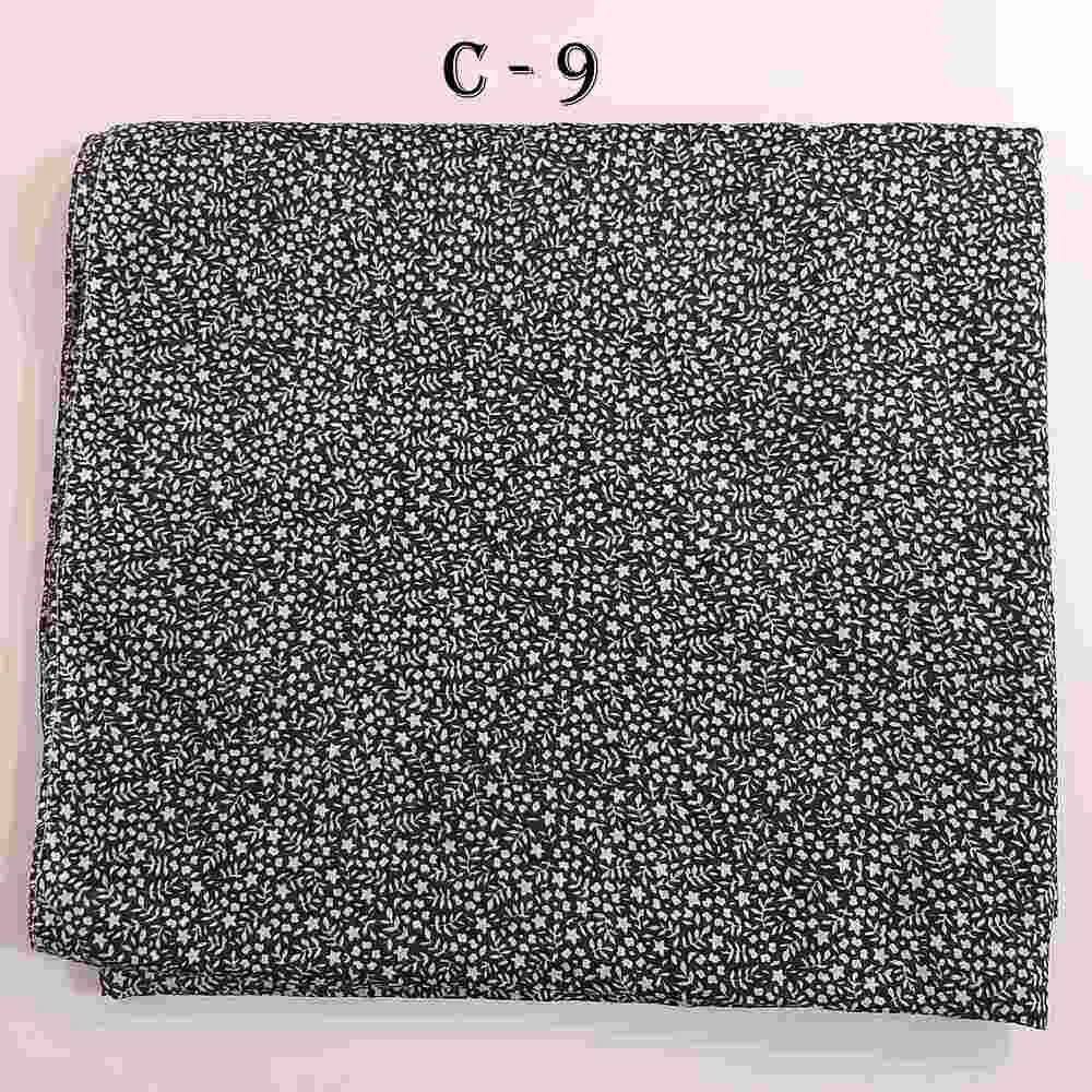 Printed Summer Shawl / Chaddar - Lawn  - Black & White - SH07