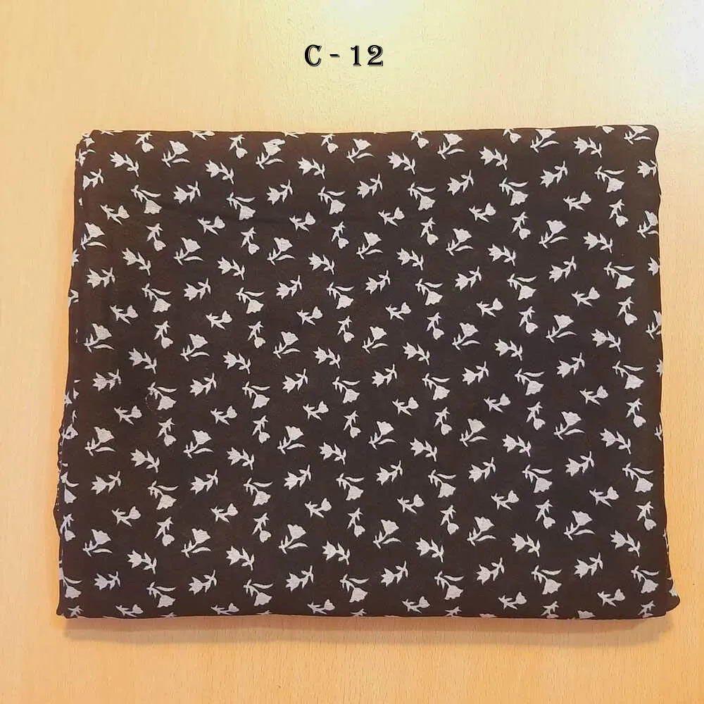 Printed Summer Shawl / Chaddar - Lawn  - Black & White - SH07