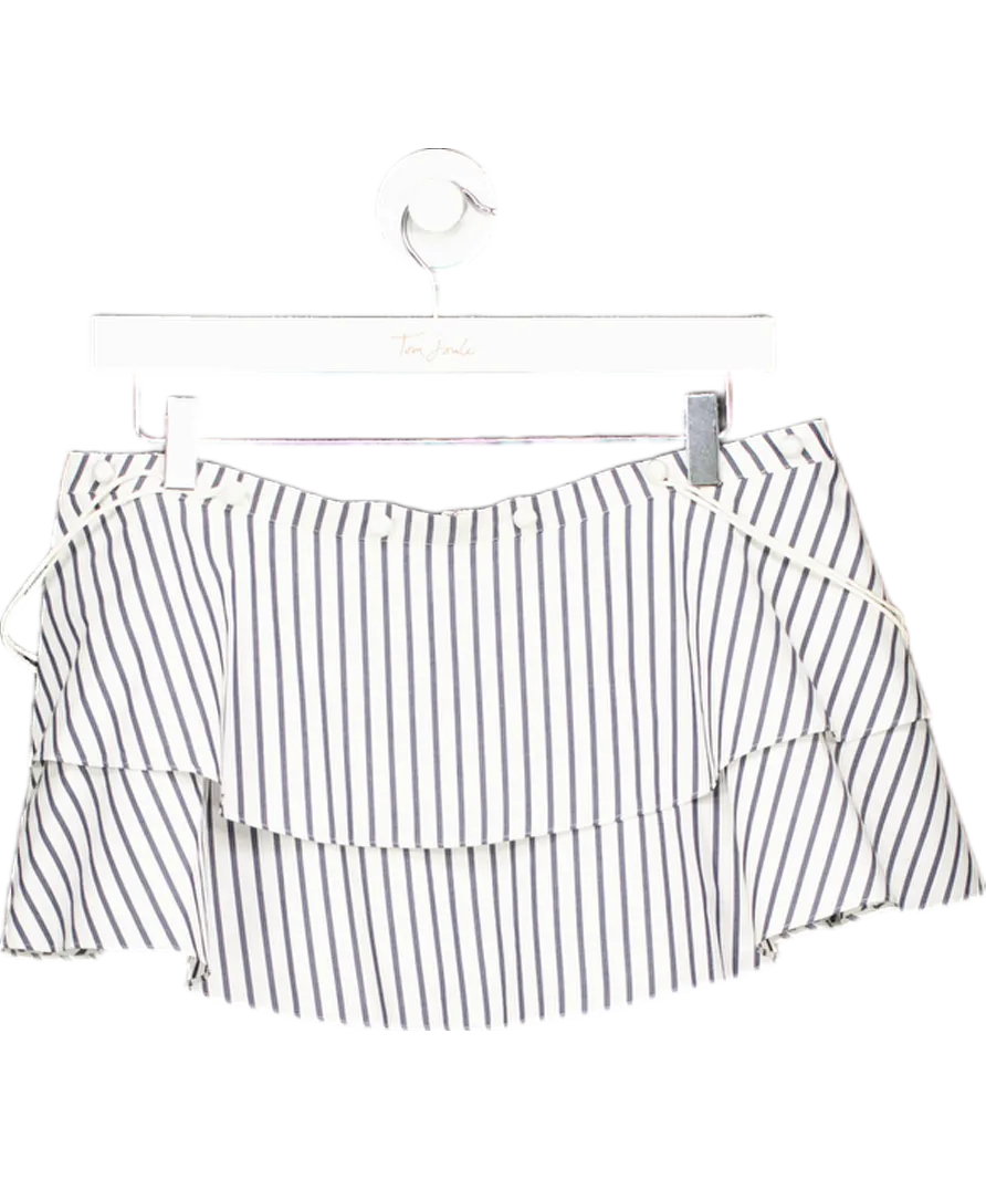 Prose & Poetry White Blue Striped Skirt UK S