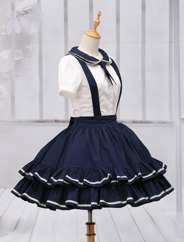 Pure Cotton Straps Neck Lolita Skirt