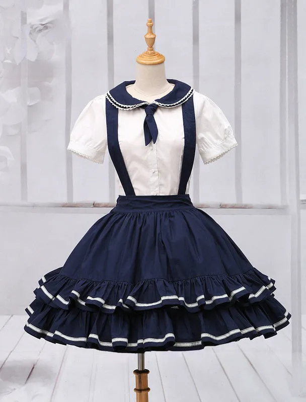 Pure Cotton Straps Neck Lolita Skirt