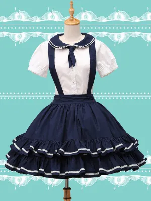 Pure Cotton Straps Neck Lolita Skirt