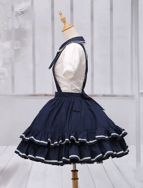 Pure Cotton Straps Neck Lolita Skirt