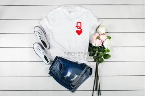 Queen Of Hearts Shirt - Queen Shirt - Queen Of Heart - Red Queen - The Queen Of Hearts - The Red Queen - Unisex Heather V Neck T-Shirt