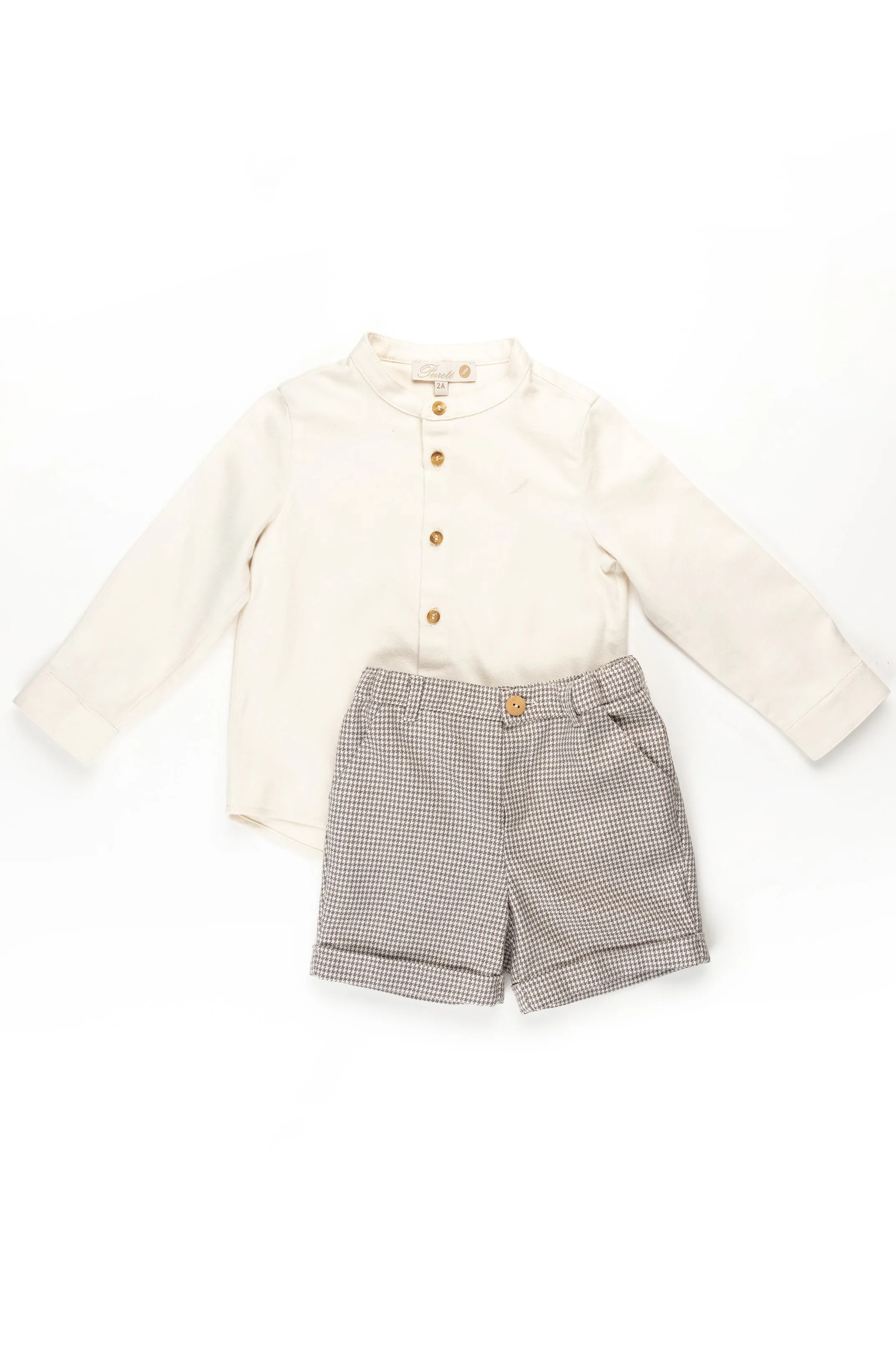 "Lennox" Shirt & Brown Houndstooth Shorts