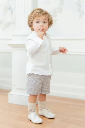 "Lennox" Shirt & Brown Houndstooth Shorts