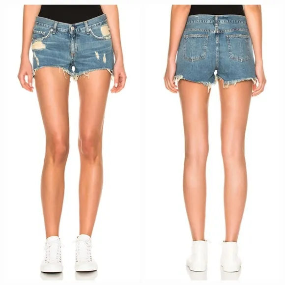rag &amp; bone 100% Cotton  Destroyed Frayed-hem Cut Off Shorts. Size 24