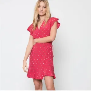 Rails silk polk a dot Leanne wrap dress EUC size M