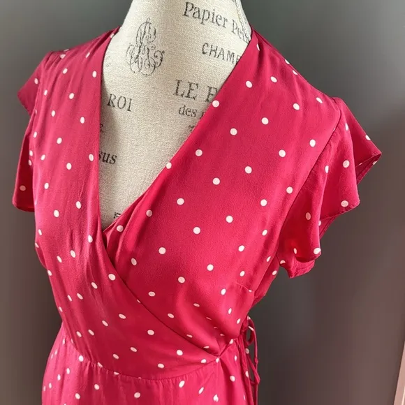 Rails silk polk a dot Leanne wrap dress EUC size M