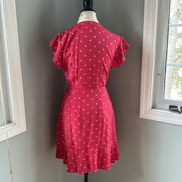Rails silk polk a dot Leanne wrap dress EUC size M