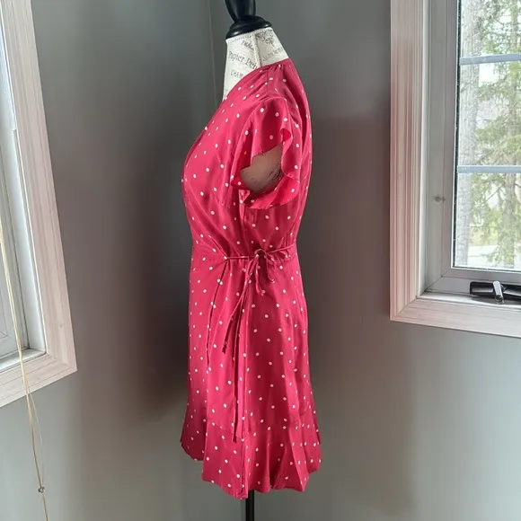 Rails silk polk a dot Leanne wrap dress EUC size M