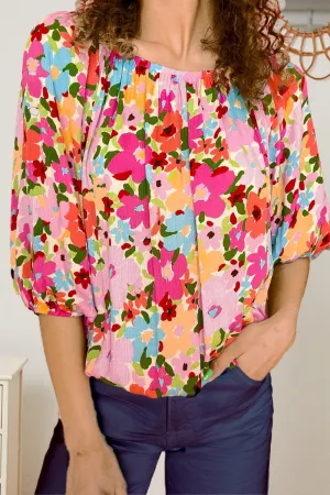 Ramira Printed Round Neck Half Sleeve Blouse