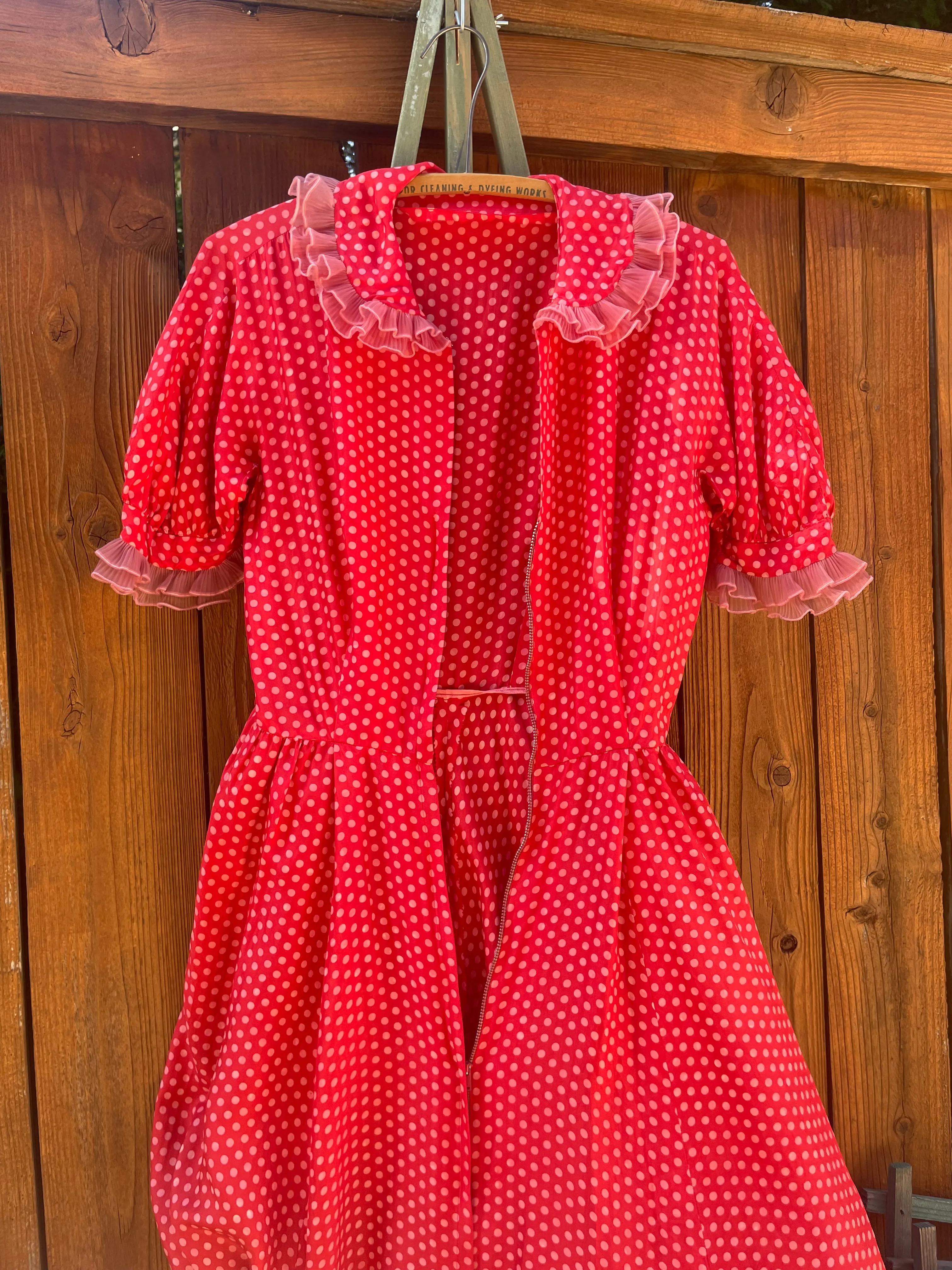 Rare 1940s Zip Front Polka Dot Palazzo Pant Jumpsuit