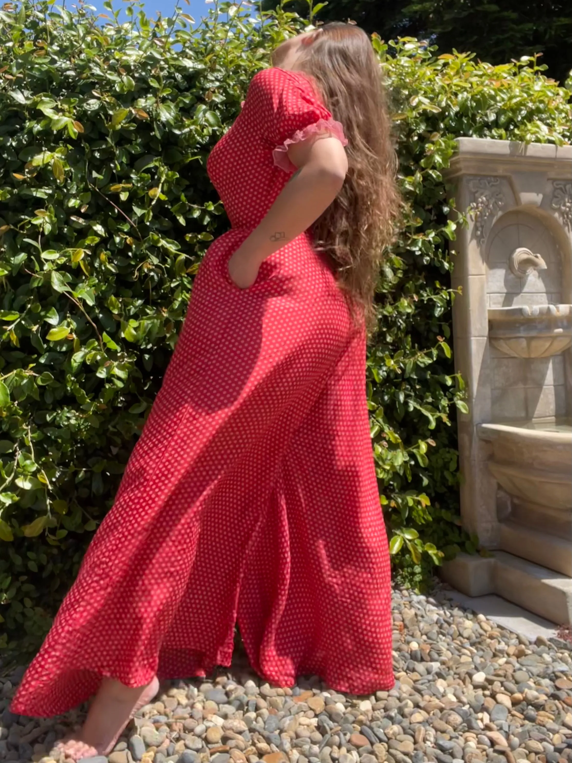 Rare 1940s Zip Front Polka Dot Palazzo Pant Jumpsuit
