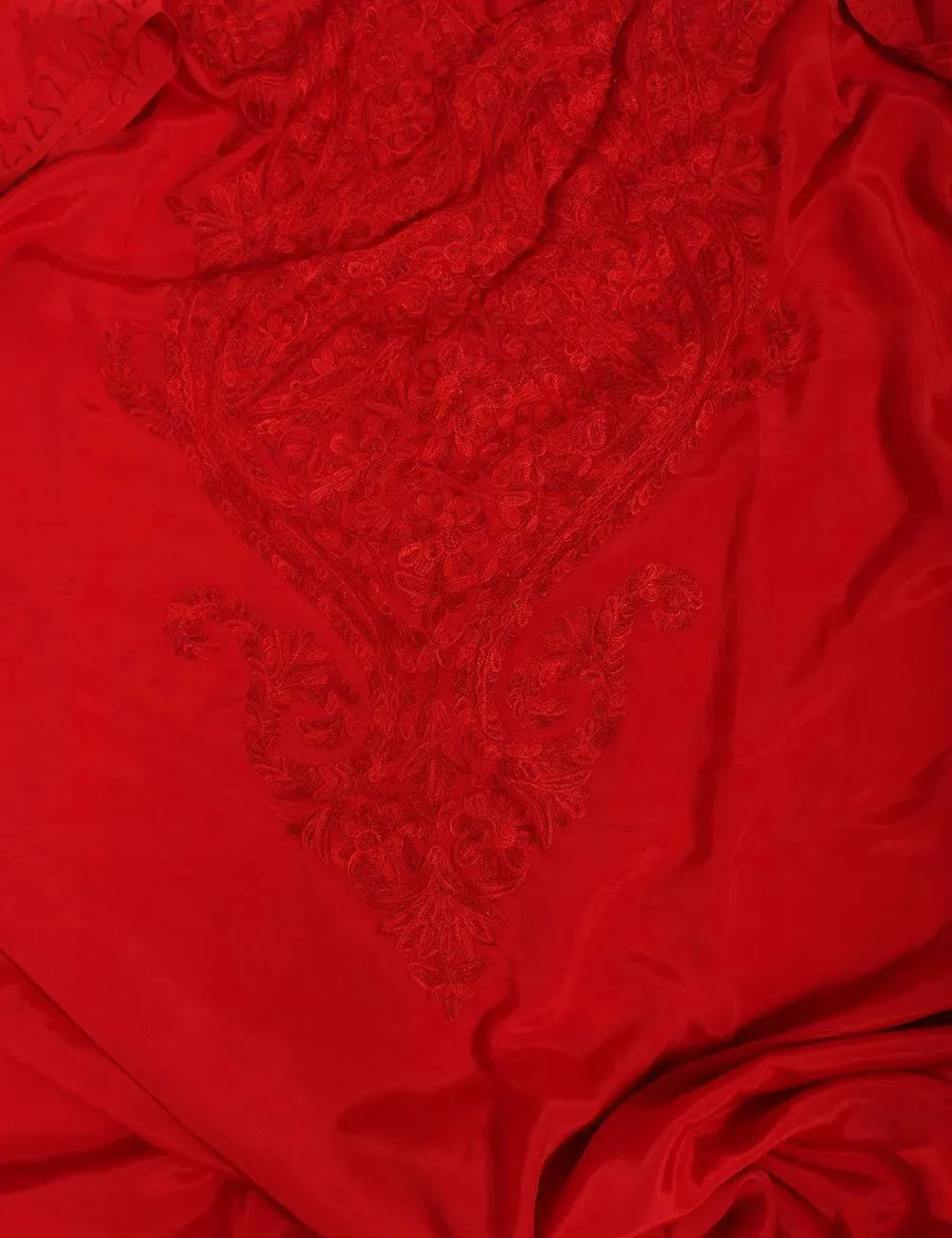 Red Aari Embroidered  Kaftan