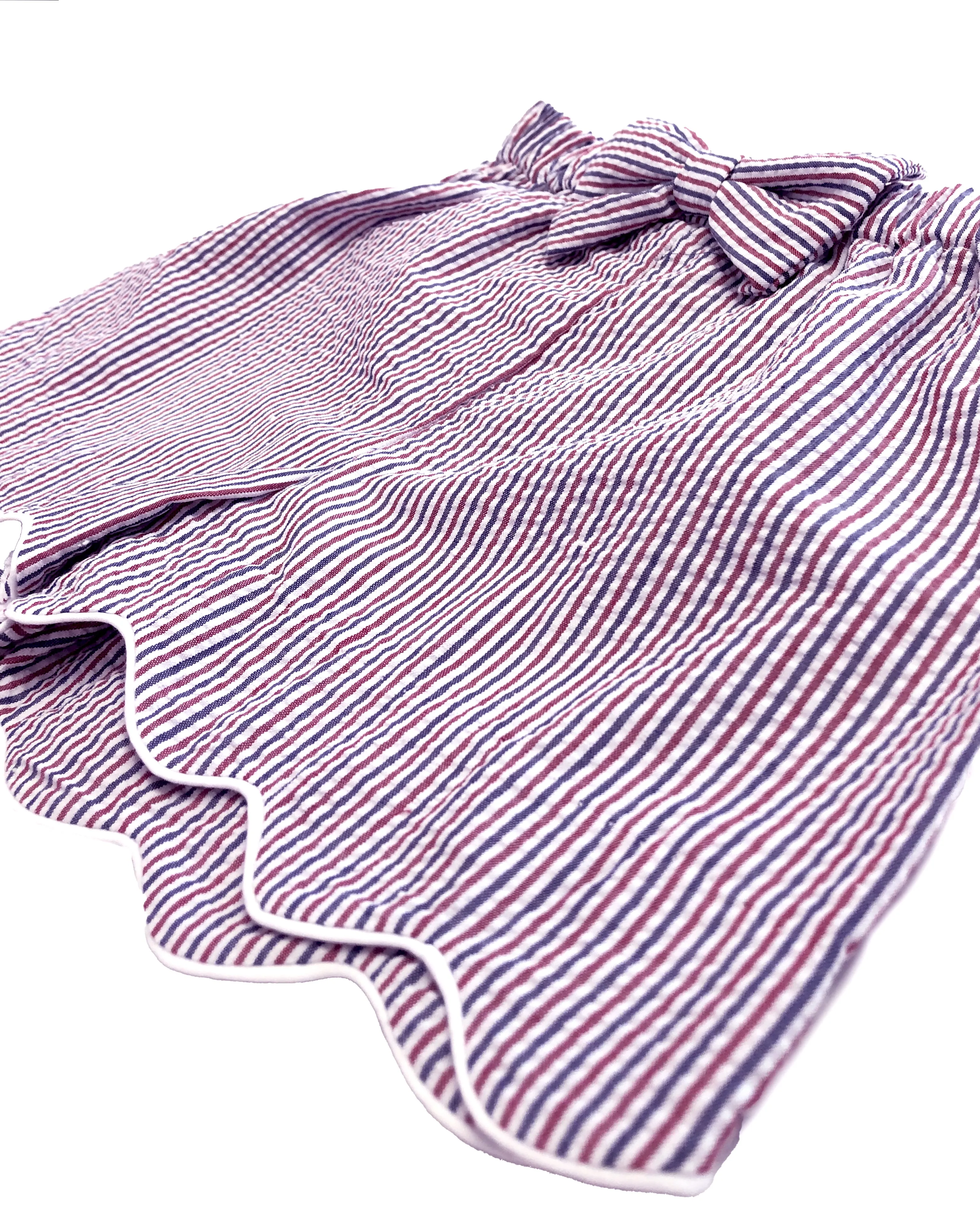 Red and Blue Seersucker Girl's Shorts