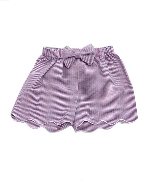Red and Blue Seersucker Girl's Shorts