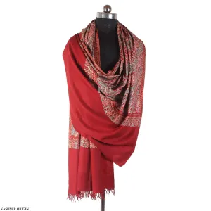 Red Base   Sozni Embroidered Cashmere Pashmina Jamawar Shawl