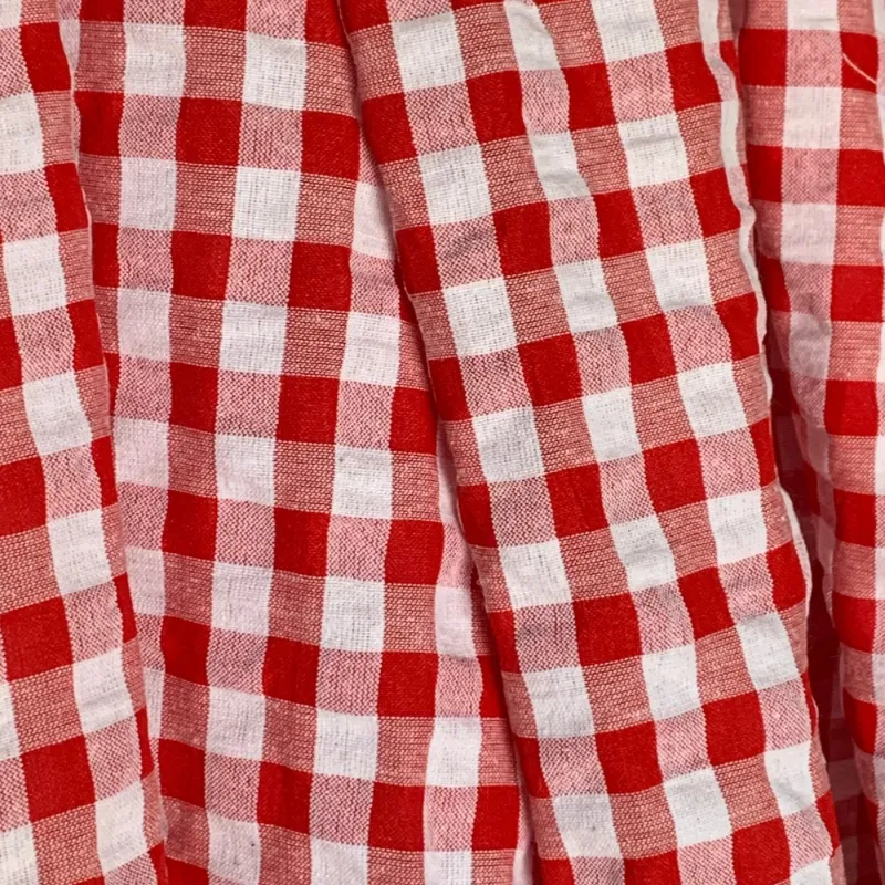 Red Checkers Cotton Seersucker