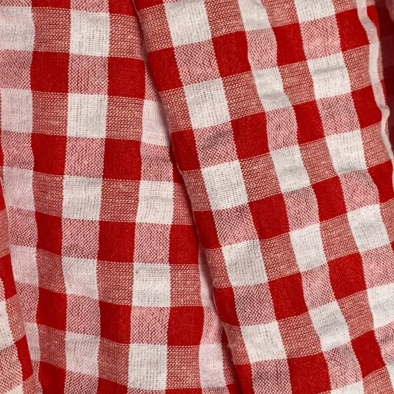 Red Checkers Cotton Seersucker