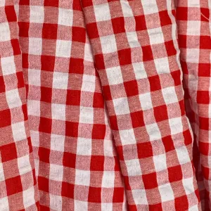 Red Checkers Cotton Seersucker