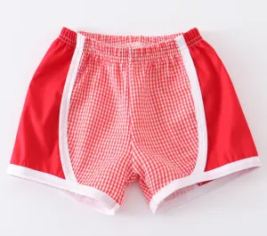 Red Plaid Seersucker Shorts