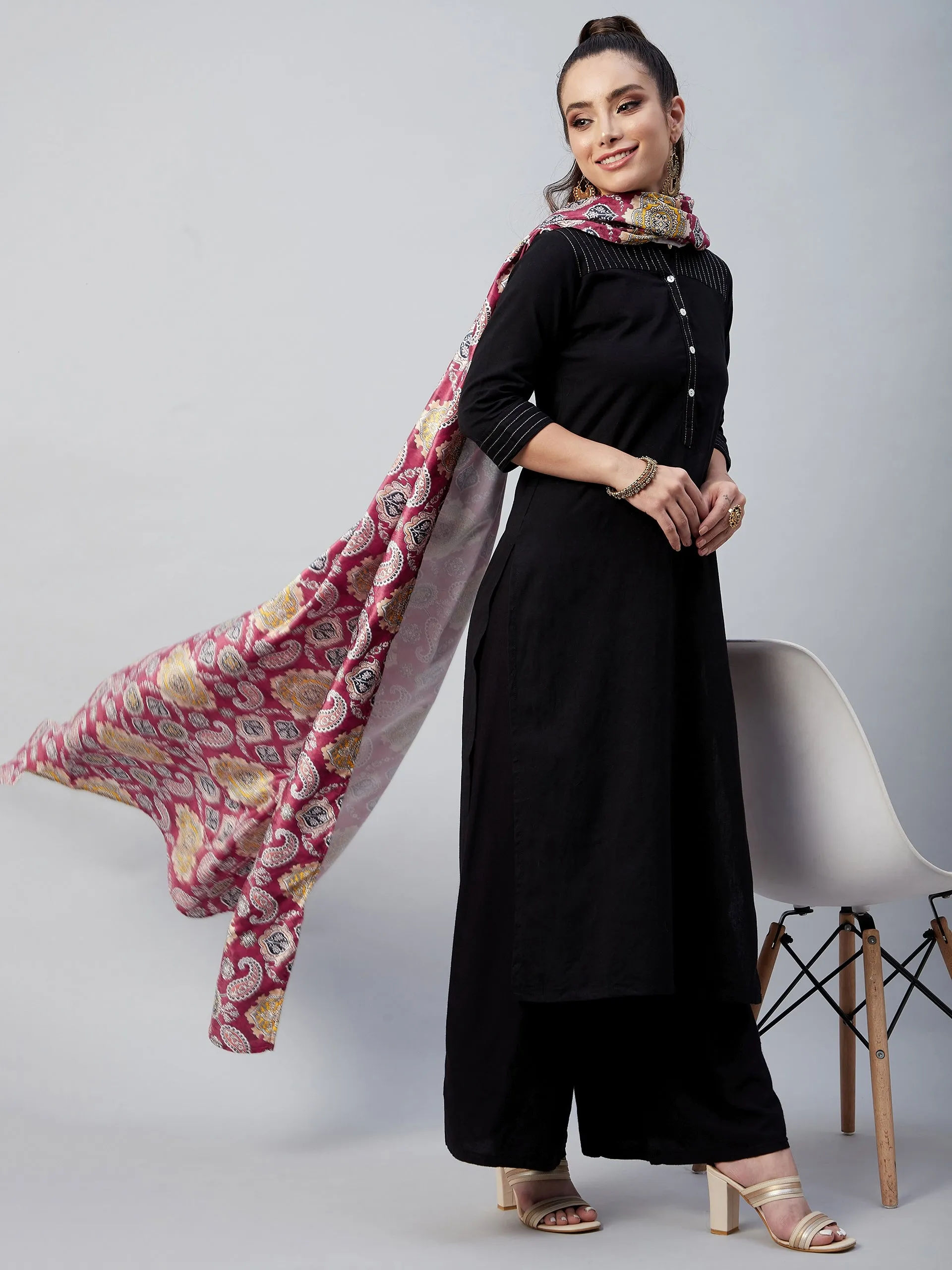 Red Printed Velvet Shawl
