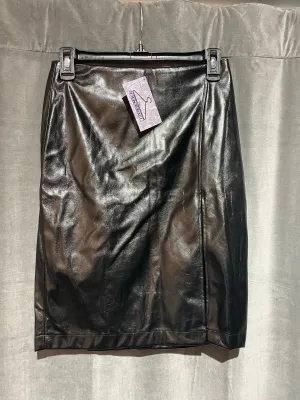 REFORMATION Black Pleather Slit Straight Skirt