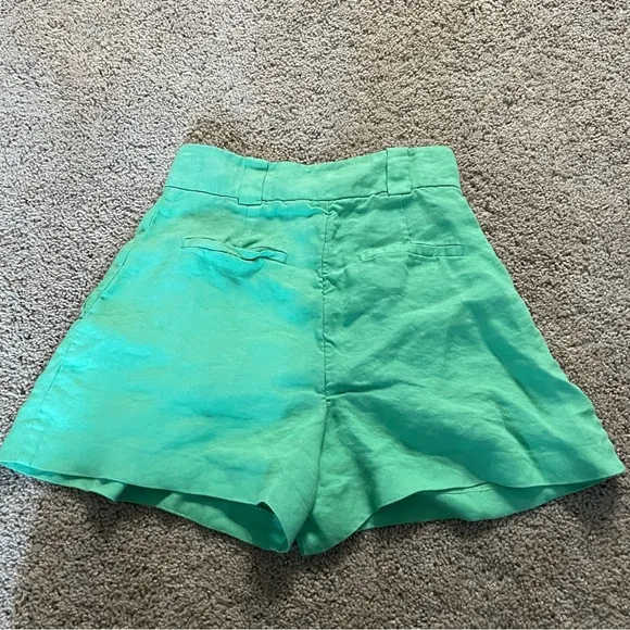 Reiss Gracey Tailored Pleated Linen Blend Shorts Green Size 4