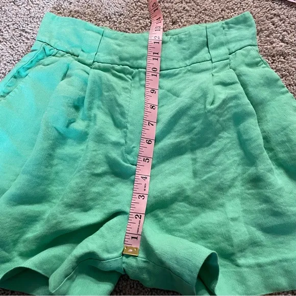 Reiss Gracey Tailored Pleated Linen Blend Shorts Green Size 4