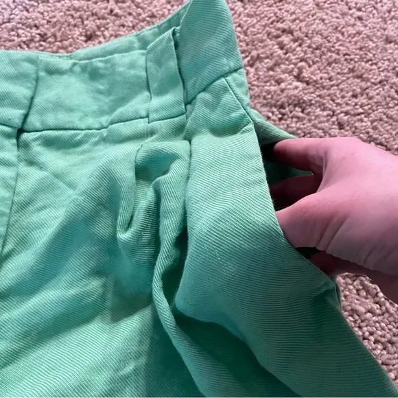Reiss Gracey Tailored Pleated Linen Blend Shorts Green Size 4