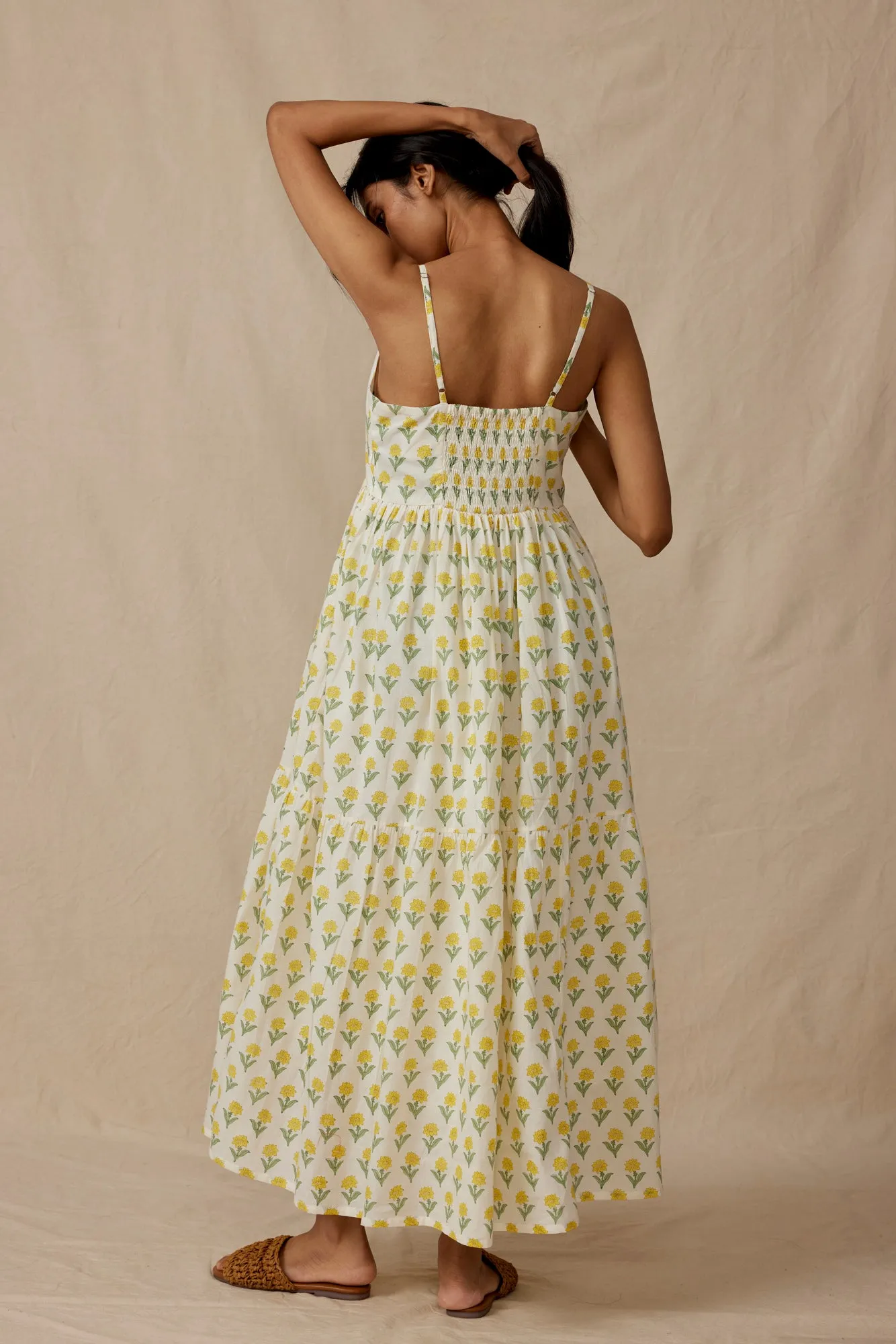 Remi Dress in Yellow Kashmir Flower