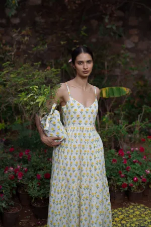 Remi Dress in Yellow Kashmir Flower