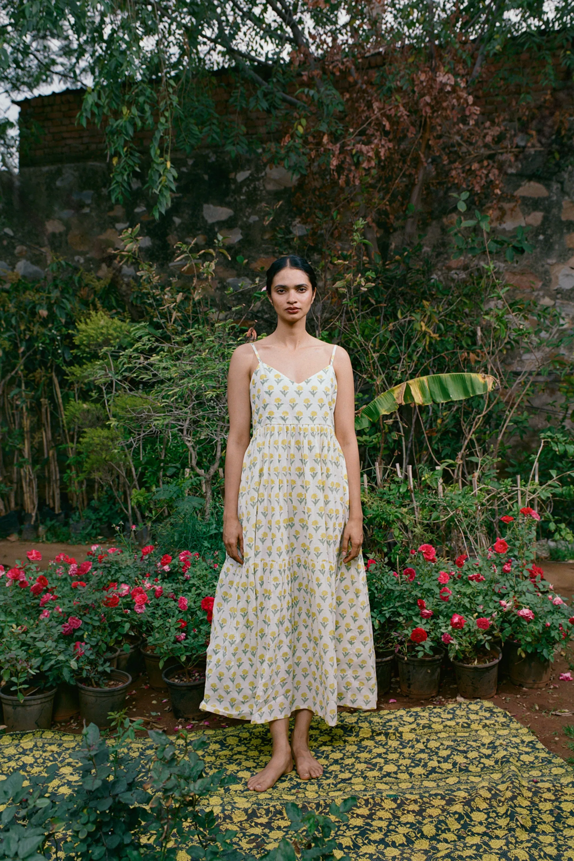 Remi Dress in Yellow Kashmir Flower