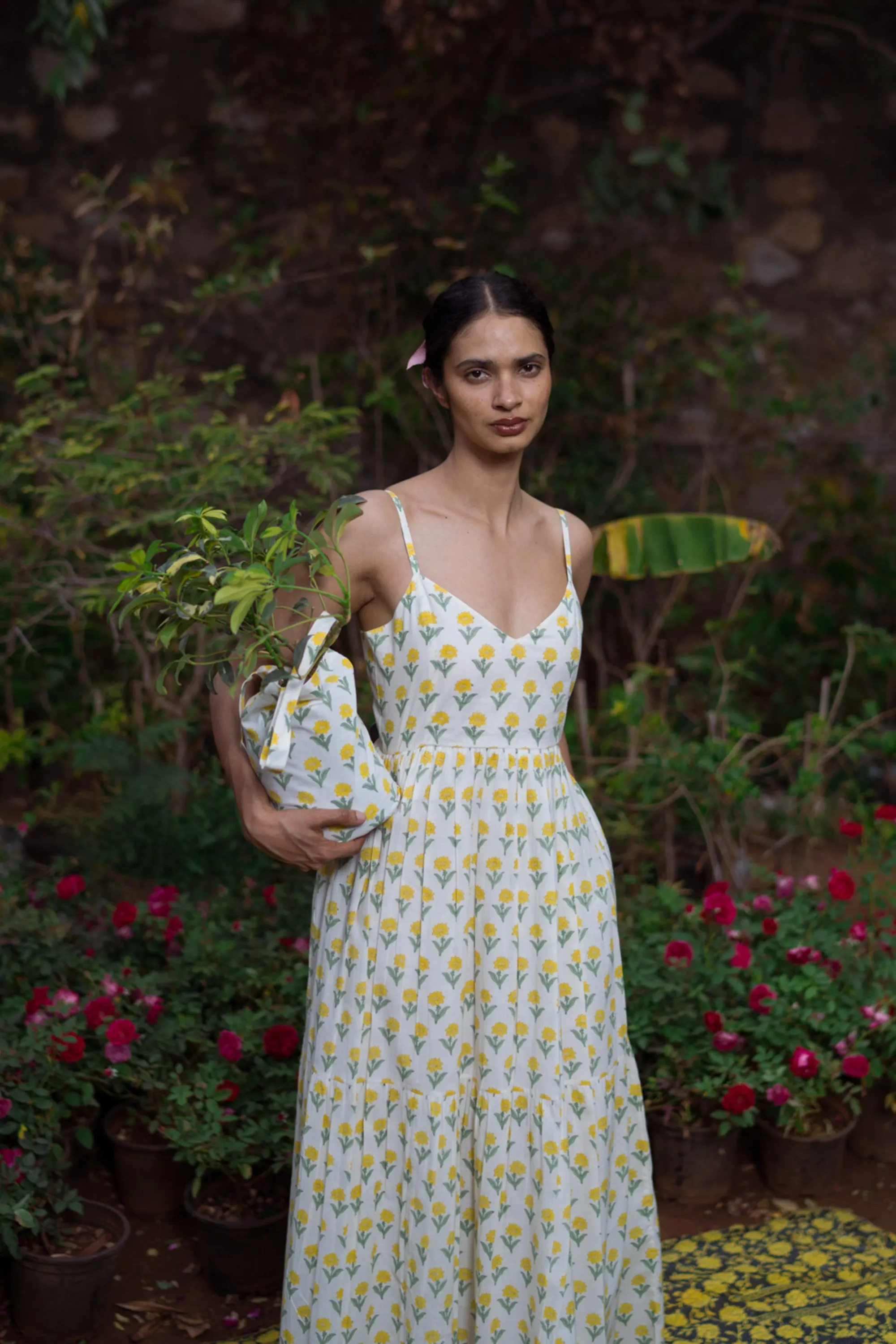 Remi Dress in Yellow Kashmir Flower