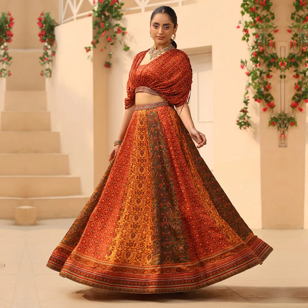 Remix & Twirl Long Lehenga with Ruffled Top
