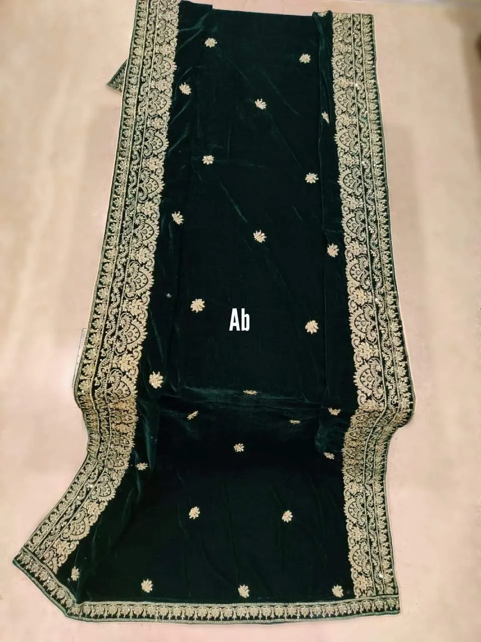 Restocked/Velvet Embroidered Shawl/D 5