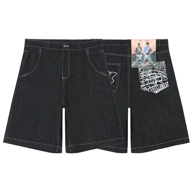 Retro Oversized Wide Leg Denim Jeans Shorts