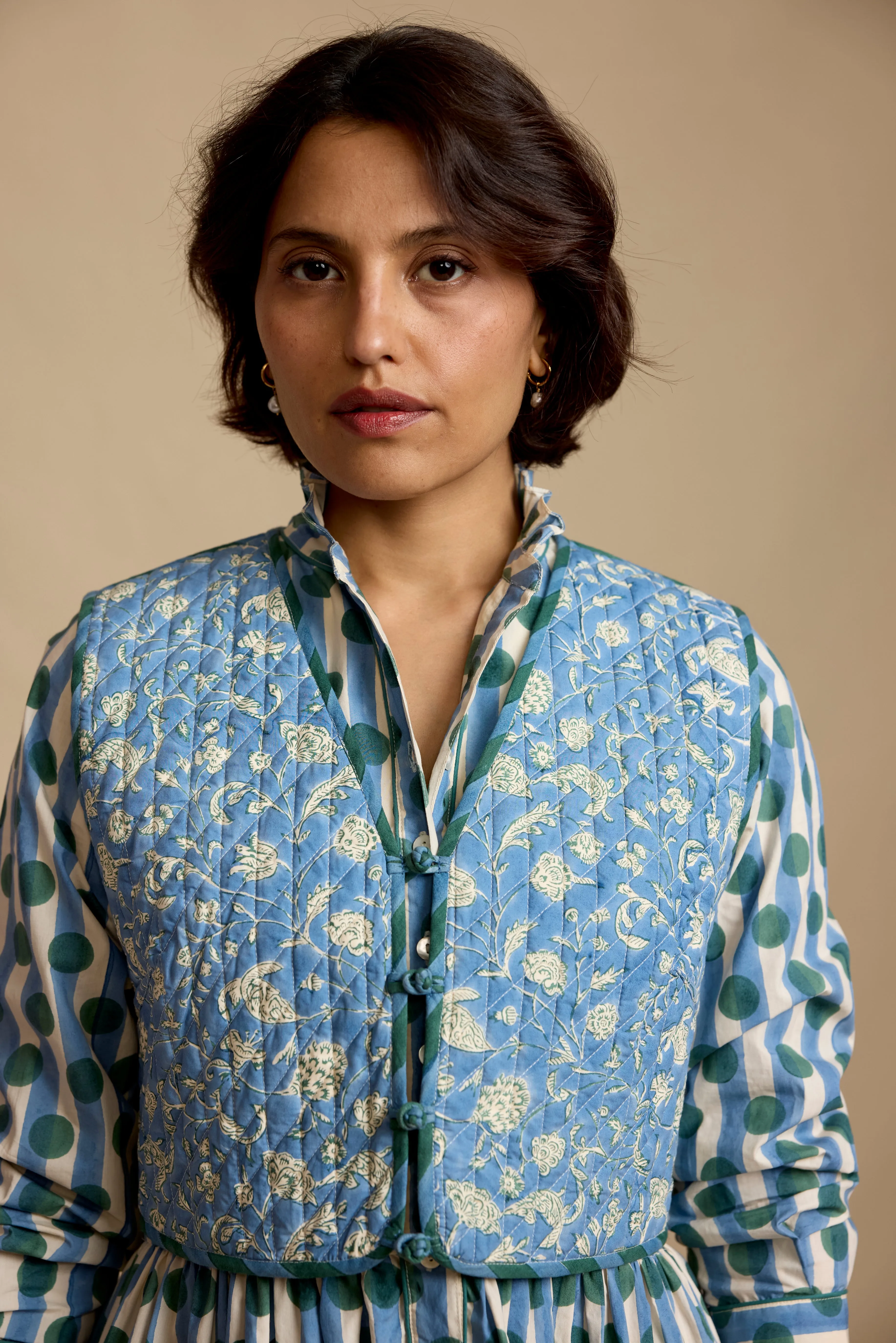 Reversible Pina Waistcoat in Kashmir Flower