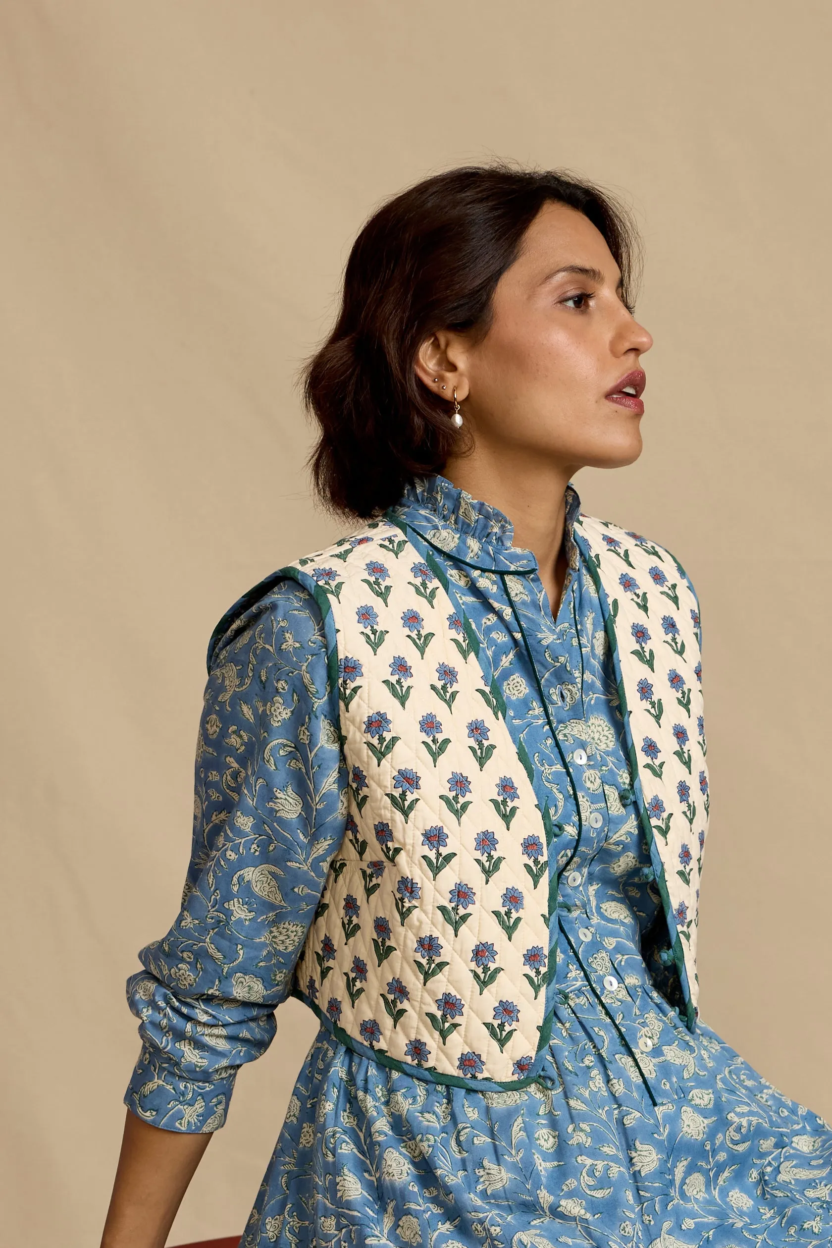 Reversible Pina Waistcoat in Kashmir Flower