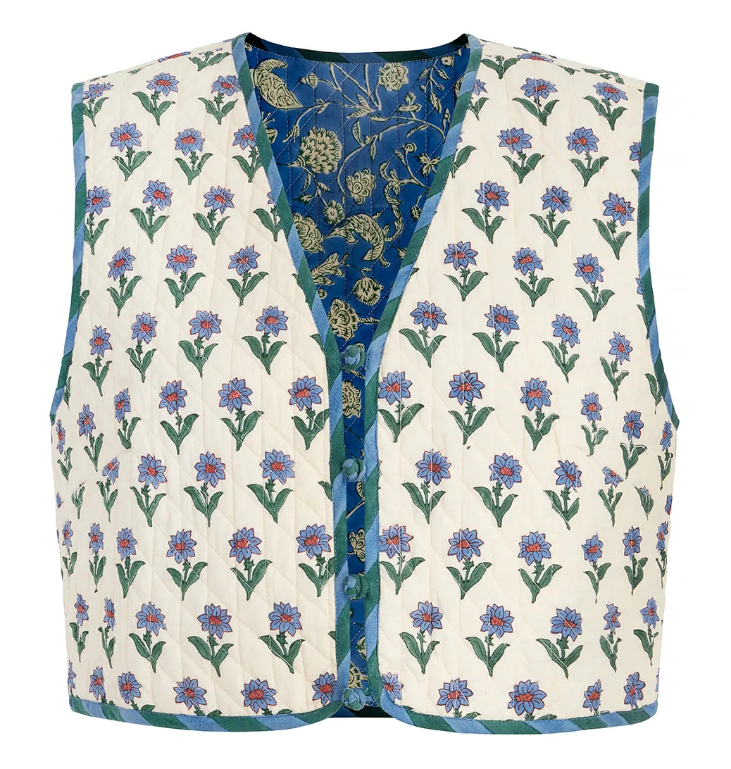 Reversible Pina Waistcoat in Kashmir Flower